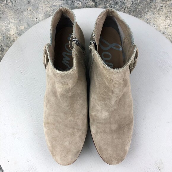Sam Edelman Women's Size 9.5M Paige Taupe Brown Leather Fringe Ankle Booties - Picture 3 of 15